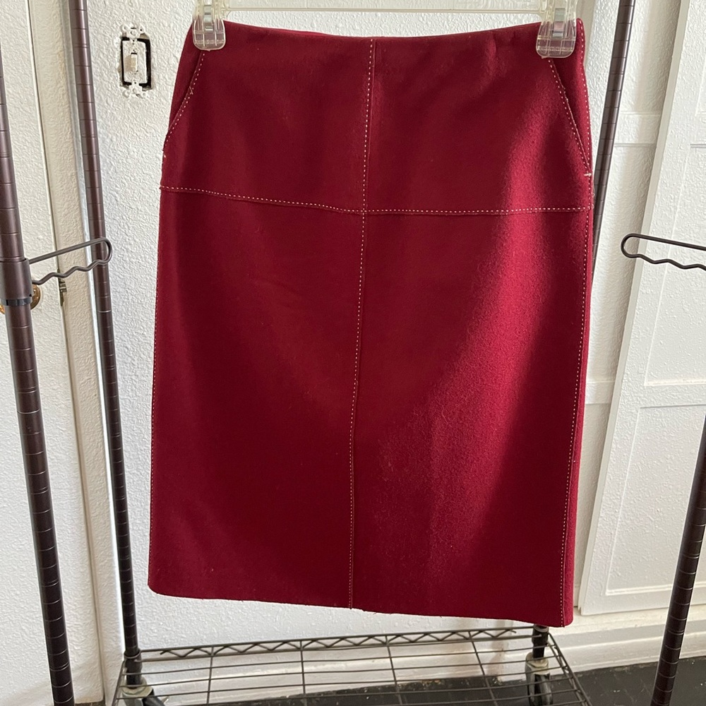 Size 6 J.Crew lined stitched red vintage pencil skirt